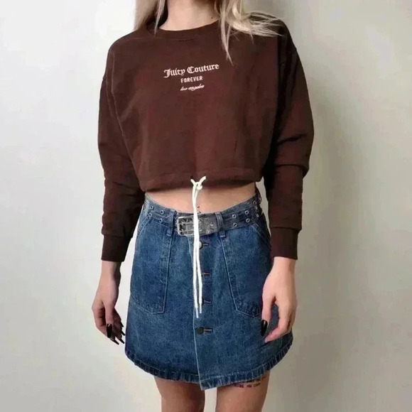 Button Front Deep Patch Pocket Denim Jean Mini Skirt - S - Picture 5 of 8